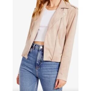BB Dakota Steve Madden Faux Suede Moto Jacket NWT Women's Sz XS Beige